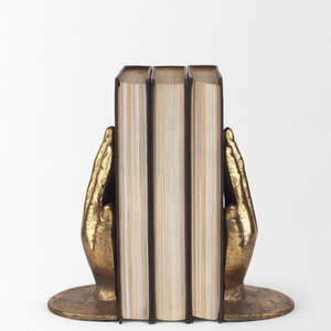 Sujetalibros Decorativo de Metal Dorado Hecho a Mano con Diseño Artístico para Hogar, Oficina, Biblioteca, Estante, Escritorio, Set de Decoración - Product Image 1