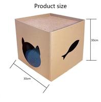 Maison à gratter pour chat en carton ondulé écologique, tunnel à herbe à chat, cachette pour l'entretien des ongles des chatons, pour intérieur, personnalisable OEM