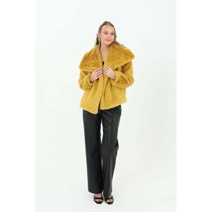 Veste courte en fausse fourrure douce et moelleuse pour femmes avec doublure chaude, vêtements d'extérieur décontractés pour l'hiver par Soul - Vert olive - Product Image 3