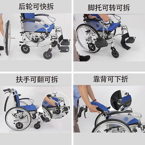 Silla de ruedas manual Guoyao de aleación de aluminio, plegable y ligera, para personas mayores y discapacitadas. - Product Image 3