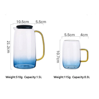 Ensemble de bouilloire en verre borosilicate transparent de style classique simple 1,8 L, écologique, soufflé à la main, avec infuseur à thé, bouteille pour boire de l'eau