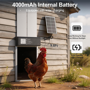 Porte automatique pour volailles, alimentée par énergie solaire, avec minuterie, capteur de lumière, télécommande, écran LCD, en alliage d'aluminium, résistante aux intempéries, pour canards et oies - Product Image 6