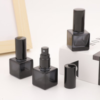 Botella de Perfume Cuadrada de Vidrio Negro de 8 ml, Botella de Muestra Vacía con Pulverizador
