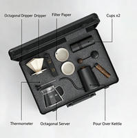 Ensemble de café filtre manuel pour camping et pêche en plein air avec étui en aluminium, moulin à café portable et bouilloire à bec de cygne pour pique-nique, coffret cadeau