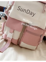 Sac à dos antivol chic pour femme Style tendance pour combo rose et beige avec pendentif design doux doublure en polyester fermeture éclair