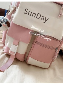 <span class=keywords><strong>Zaino</strong></span> antifurto <span class=keywords><strong>donna</strong></span> Chic stile moda per rosa e <span class=keywords><strong>Beige</strong></span> Combo con Design dolce ciondolo fodera in poliestere cerniera - Product Image 5