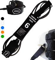 Laisse de surf noire durable unisexe pour planche à pagaie gonflable avec composants lumineux pour les eaux de l'océan