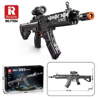 Reobrix 77024 1593 Piezas, Réplica de Rifle 191, Modelo de Arma de Colección, Bloques de Construcción para Juegos de Guerra, Juguetes de Ladrillos