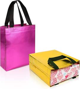 无纺布层压金属手柄礼品袋糖果袋中型无纺布闪亮大礼品袋派对生日 - Product Image 3