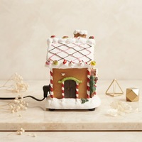 Maison en pain d'épices illuminée par LED en résine 10x13cm, ornement décoratif de Noël pour la maison, la table, les fêtes, cadeau de Noël