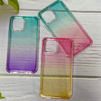 Coque de téléphone portable personnalisable TPU cellule colorée dégradé paillettes époxy non jaunissant pour iphone 16 Pro Max 15 14 Plus 13