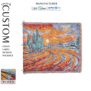 Tapiz Tejido Jacquard <span class=keywords><strong>de</strong></span> Alta Calidad con Diseño Floral <span class=keywords><strong>de</strong></span> <span class=keywords><strong>Campo</strong></span> <span class=keywords><strong>de</strong></span> <span class=keywords><strong>Trigo</strong></span> y Ciprés al Estilo <span class=keywords><strong>de</strong></span> las Pinturas al Óleo <span class=keywords><strong>de</strong></span> <span class=keywords><strong>Van</strong></span> <span class=keywords><strong>Gogh</strong></span>, Diseño Personalizado para Festivales - Product Image 1