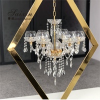 Nouveau Style Tendance pour Centre de Table de Mariage, Chandelier Doré en Cristal, Décoration de Table, Lustres Bougeoirs avec Support