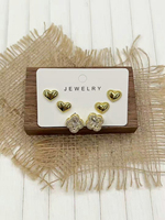 Boucles d'oreilles clous délicates en forme de cœur métallique avec zircon transparent pavé pour femmes