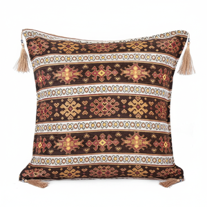 <b>Cushion</b> <b>Cover</b> With Brown Cream Turkish Fabric With Turkish Kilim Design.... Made in Turkey .... From Turkey - Product Image 4