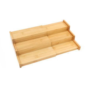 <b>Bamboo</b> Kitchen Storage Rack Three Tier Desktop Organizer For Spices And Food <b>Containers</b> Standing Type Rectangle Shape - Product Image 5