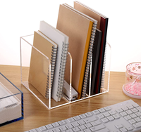 Vente en gros de porte-documents en acrylique à 3 compartiments, organisateur de magazines et de livres en acrylique transparent OEM pour le rangement de bureau