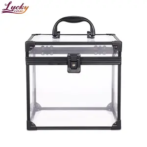 Acrylic Customize Case Custom Makeup Cases High Quality Aluminum Frame Display Case Beauty Train Box Cosmetic Bag