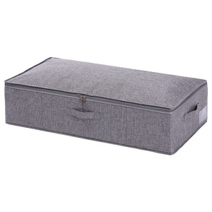 Cotton Linen Under Bed <b>Storage</b> <b>Box</b> 70L-80L Zipper Moisture Proof Foldable Rectangle Gray <b>Beige</b> Household Clothing <b>Storage</b> - Product Image 5