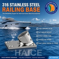 Base rectangulaire marine en acier inoxydable 316, diamètre extérieur 60 degrés Raccord de main courante pour tube de 1 pouce, accessoires de quincaillerie pour yachts et bateaux, OEM