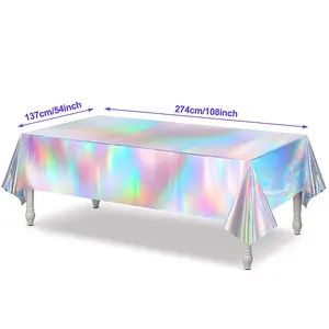 274*137cm Disco Disposable Laser Tablecloth Dazzle Laser Birthday Party Decoration Wedding Baby Shower Rainbow Table Cloth