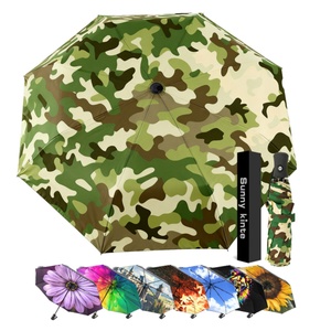 Heavy Duty Executive Camo Folding Umbrella Fiberglass Ribs With Wooden Handle Luxury Businessman Gift Set - Product Image 3