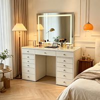 Table de toilette moderne avec miroir éclairé par LED Usine de vanité moderne avec rangement pour meubles de salle de bain et chambre à coucher Vente en gros