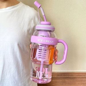 40oz di alto valore di grande capacità estiva di plastica per tè e latte tazza tazza di pancia stile carino con paglia e tè infusore bottiglia d'acqua - Product Image 2