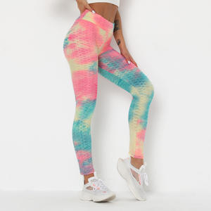 2022 Yoga vêtements taille haute <span class=keywords><strong>Anti</strong></span> <span class=keywords><strong>Cellulite</strong></span> Gym entraînement Leggings Scrunch bout à bout cravate teinture sans couture sport Leggings pour les femmes - Product Image 4