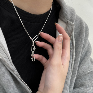 Collar coreano de plata de ley 925 con cara sonriente para mujer, estilo Ins, diseño de lujo, joyería con colgante de cadena Retro de alta gama - Product Image 2