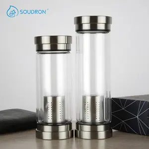 Bouteille d'eau en verre alcaline 420ML 300ML, fabricant chinois, bouteille d'eau alcaline personnalisée en acier inoxydable 304