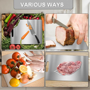 304 tagliere da cucina antiaderente in acciaio inossidabile, igienico e resistente, a doppia faccia per carne, verdure, frutta lavabile in lavastoviglie - Product Image 3