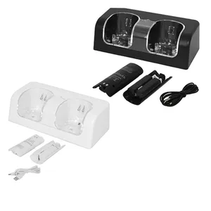 Estación de carga de cargador dual de alta calidad + 2 baterías para control remoto Wii / Wii U