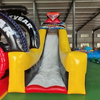 Toboggan gonflable à thème de voiture en PVC commercial toboggan sec combiné pour enfants et adultes parc d'attractions extérieur