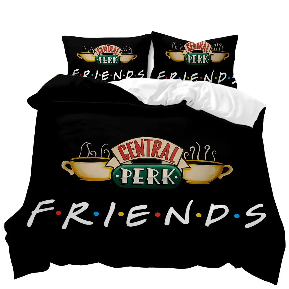 New design 3D printing 100% polyester good friends duvet cover three piece set bedding