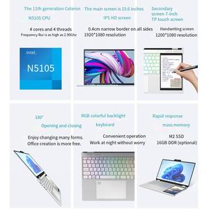 Thương Hiệu Mới 2024 Cho Bán Buôn Biểu Tượng Tùy Biến 15.6 Inch + 7 Inch Màn Hình Cảm Ứng Kép 8gintel N95 Máy Tính Xách Tay Máy Tính Xách Tay Nghiên Cứu Làm Việc - Product Image 5
