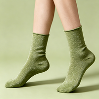 Chaussettes Élastiques Scintillantes Personnalisées avec Motifs Tissés Exquis, Décoration Élégante et Brillante, Douces et Agréables pour la Peau