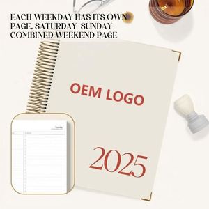 Itinerary Book Custom 2025 New Daily Monthly Weekly Spiral Bound Leather Hardcover Calendar Planner Notebook 7x9 Inch 80 Sheets - Product Image 3