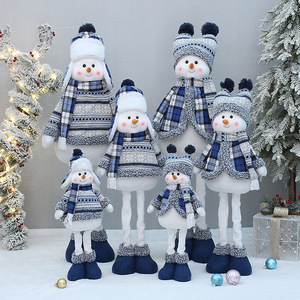 <b>Christmas</b> Snowman Telescopic Length Xmas Standing Plush Figurine Home Holiday Xmas <b>Gifts</b> Decorations - Product Image 1