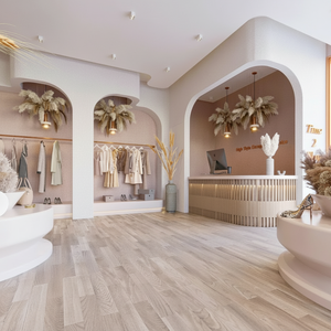 ชั้นวางโชว์เสื้อผ้าทำจากสเตนเลสสตีลดีไซน์แบบเคลือบพื้นเคาน์เตอร์ร้านค้าเสื้อผ้าที่ทันสมัย - Product Image 1