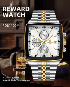 REWARD 81100M Reloj de Pulsera de Acero para Hombre, Cuarzo, Multifuncional, Luminoso, Resistente al Agua, Calendario, Cronógrafo, Reloj de Lujo para Hombre - Product Image 1
