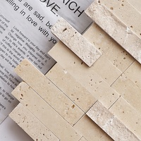 Mosaïque de carreaux en pierre naturelle Crema Travertine pour crédence de cuisine de villa, design graphique personnalisé, très demandée en Australie