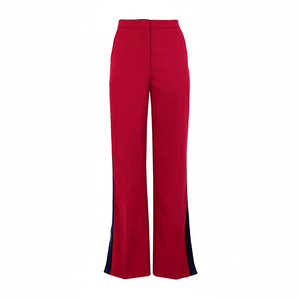 Pantalones de salón de pierna ancha teñidos con lazo sólidos ecológicos para yoga de ajuste regular de poliéster/algodón para mujer - Product Image 1