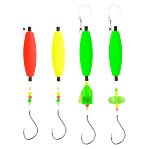 Ensemble de pêche à la traîne pour poisson-chat pré-monté avec flotteur coulissant en mousse EVA, perles de ligne, hameçon circulaire décalé et flotteur vertical pour la pêche en bateau en mer - Product Image 1