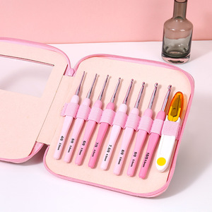 Juego de ganchos de ganchillo con mango suave rosa degradado, herramientas para tejer hilo de suéter, juego de ganchos de ganchillo de <span class=keywords><strong>8</strong></span> piezas - Product Image 1