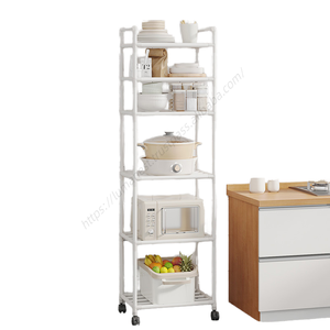 ชั้นวางของในครัวแบบเคลื่อนย้ายได้สำหรับขายส่ง ชั้นวางหม้อแบบตั้งพื้นหรือแขวนเพดาน ชั้นวางไมโครเวฟโลหะ - Product Image 1