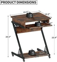 Bureau d'ordinateur réglable en MDF YQ pour petits espaces, plateau compact pour clavier |   Étagères mobiles en forme de Z de 23,6 pouces pour la maison et le bureau