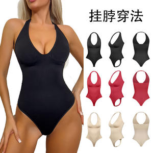 Bodysuit Halter Tanpa Jahitan Pengencang Pinggang & Perut, Model Thong dengan Bukaan di Bagian Selangkangan, Laris Manis - Product Image 2