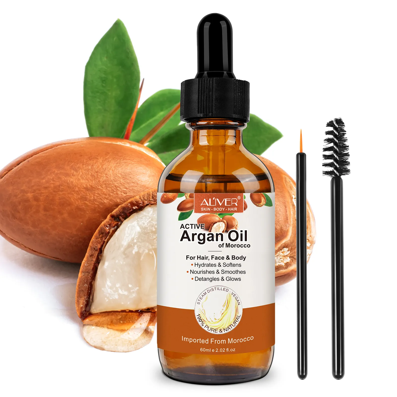 Vente en gros de lotion à l'huile d'argan pour la peau du Maroc, authentique et biologique, Magic pure, importée du Maroc