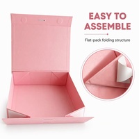 Emballage en carton pliable personnalisé de qualité Boîtes cadeaux magnétiques de luxe en rose avec ruban